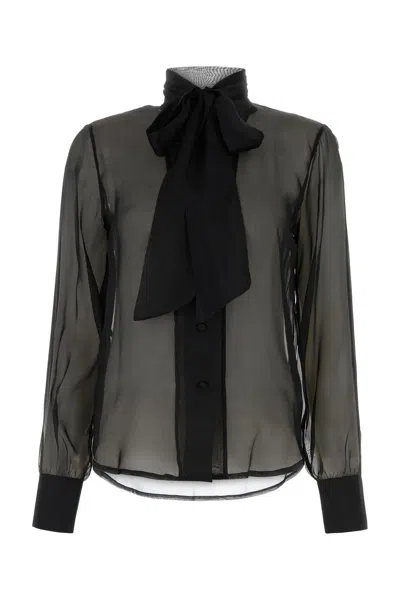 HEBE STUDIO BLACK CHIFFON AVA SHIRT