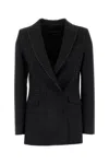 HEBE STUDIO BLACK STRETCH WOOL BLEND BIANCA BLAZER