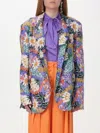 Hebe Studio Embroidered Single-breasted Blazer In Orange