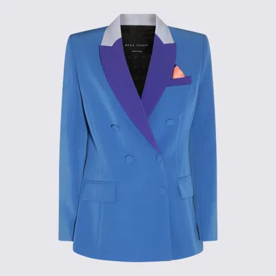 HEBE STUDIO HEBE STUDIO BLUETTE PURPLE AND BABY BLUE BLAZER
