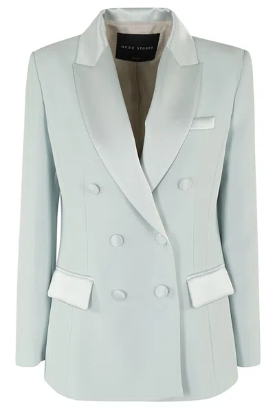 Hebe Studio The Georgia Blazer Cady In Teal