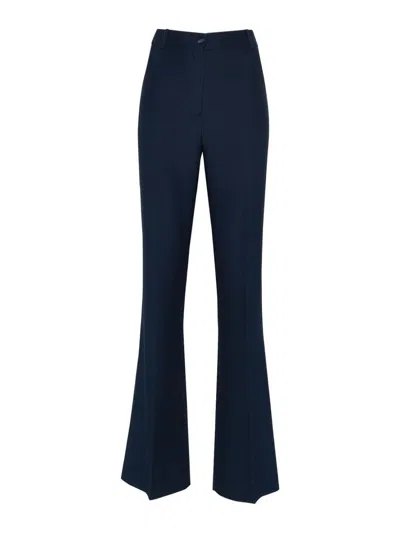 Hebe Studio Georgia Cady Flared Trousers In Navy