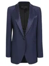 Hebe Studio Lapel Long-sleeved Suit Jacket In Blue