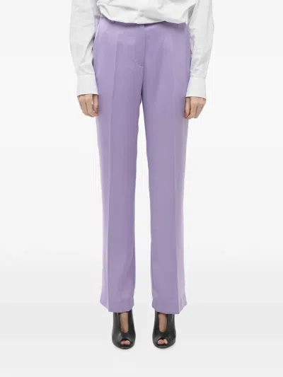 Hebe Studio Satin Straight Pants In Purple