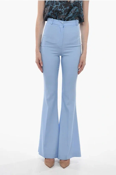 Hebe Studio Tailored Bianca Bootcut Trousers With Hidden Closure In Blue