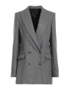 Hebe Studio Woman Blazer Grey Size 8 Wool, Polyester, Viscose, Polyamide, Elastane In Grey
