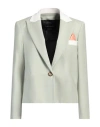 Hebe Studio Cropped Diane Single Breasted Blazer In Green