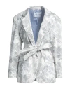 Hebe Studio Woman Blazer Light Grey Size 8 Cotton, Elastane In Grey