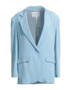 Hebe Studio Woman Blazer Sky Blue Size 6 Acetate, Silk In Blue