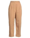 Hebe Studio Woman Pants Camel Size 6 Cotton, Polyester, Elastane In Beige