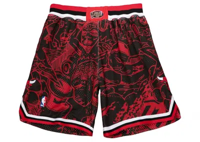 Pre-owned Hebru Brantley Men's  X Mitchell & Ness Chicago Bulls Shorts In Red/black