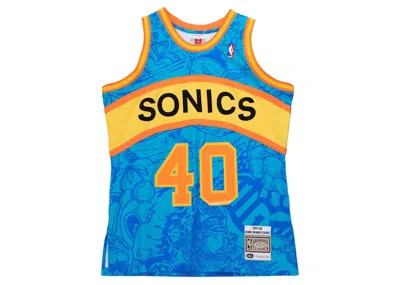 Pre-owned Hebru Brantley Men's  X Mitchell & Ness Seattle Sonics Jersey In Blue