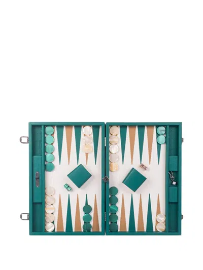 Hector Saxe Baptiste Leather Backgammon Set In Green
