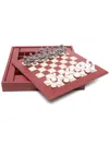 Hector Saxe Chessboard Leather Box Set (37cm) In Rot