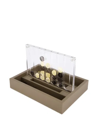 Hector Saxe Connect 4 Leather Game In Brown