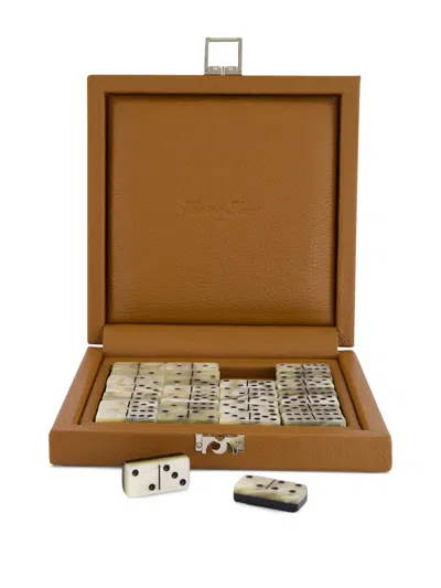 Hector Saxe Deluxe Domino Leather Box Set In Brown