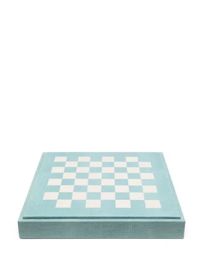 Hector Saxe Embossed-crocodile Leather Chess Set Box In Blau