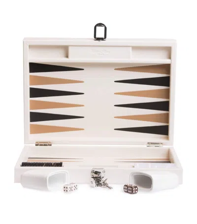 Hector Saxe Leather Backgammon Set In Beige
