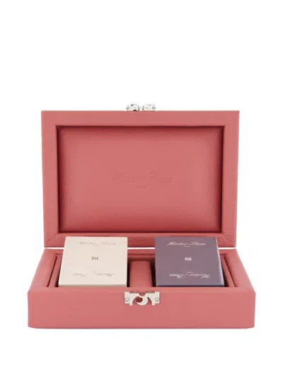 Hector Saxe Leather Cards Set In Pink