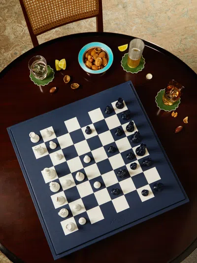 Hector Saxe Leather Chess Set  Abask Gift Set In Blue