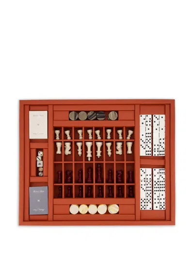 Hector Saxe Leather Coffret Multi Game In Orange