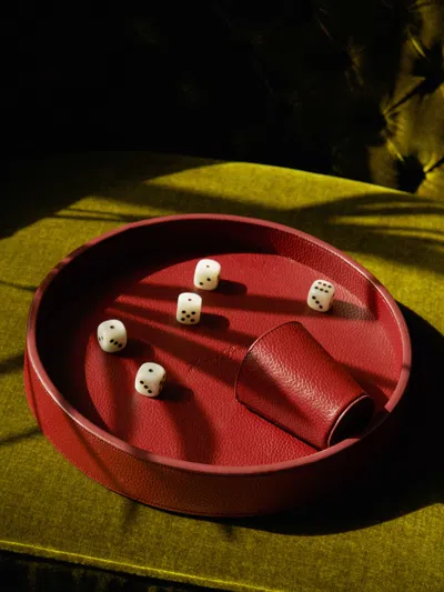 Hector Saxe Leather Dice Set  Abask Gift Set In Red