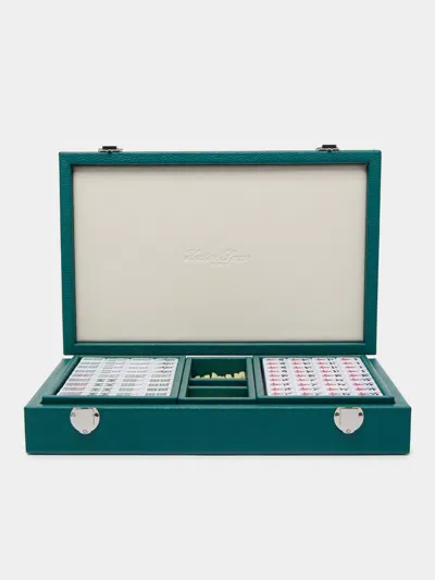 Hector Saxe Leather Mahjong Set  Abask Gift Set In Green