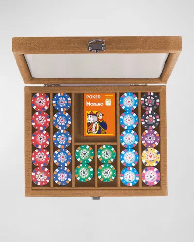 Hector Saxe Leather Poker Set In Brown