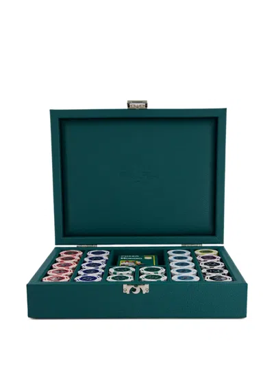 Hector Saxe Leather Poker Set In Green