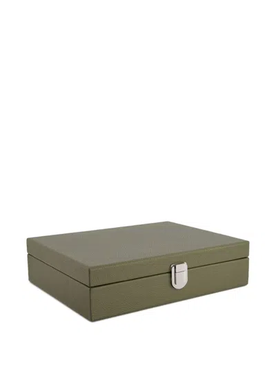 Hector Saxe Leather Poker Set In Green