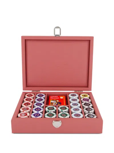 Hector Saxe Leather Poker Set In Pink