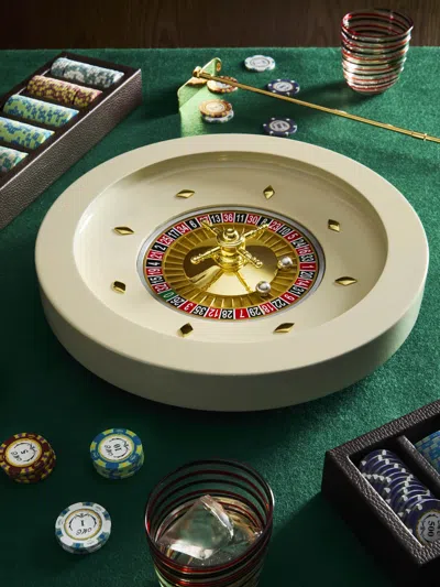 Hector Saxe Leather Roulette Set  Abask Gift Set In White