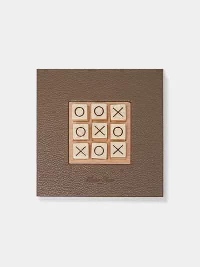Hector Saxe Leather Tic Tac Toe Set  Abask Gift Set In Brown