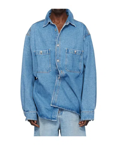 Hed Mayner Blue Patch Pocket Denim Shirt In 460-open Blue