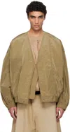 Hed Mayner Beige Crinkled Taffeta Bomber Jacket In Ha156-267