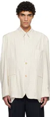 Hed Mayner Striped Suit Jacket In White