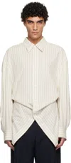 Hed Mayner Beige Pin Stripe Shirt In Neutral