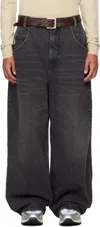 Hed Mayner Black Faded Jeans In Black