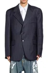 Hed Mayner Pinstriped Wool Blazer In Blue