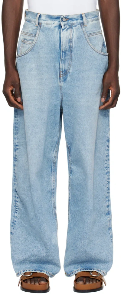 Hed Mayner Blue Faded Jeans In 460-open Blue