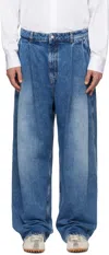 Hed Mayner Blue Pleated Jeans In Blue