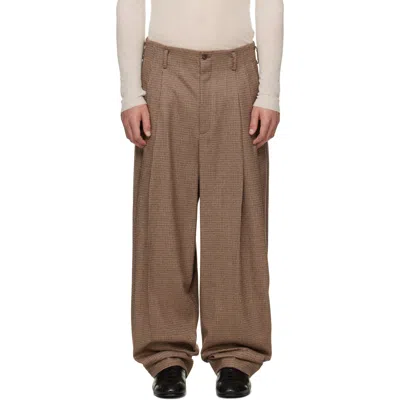 Hed Mayner Brown Check Trousers In 261-brown Check