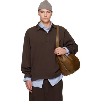 Hed Mayner Brown Cotton Long Sleeve Polo In 200-brown