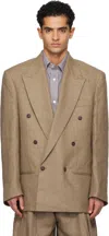 Hed Mayner Double-breasted Suit Jacket In Brown