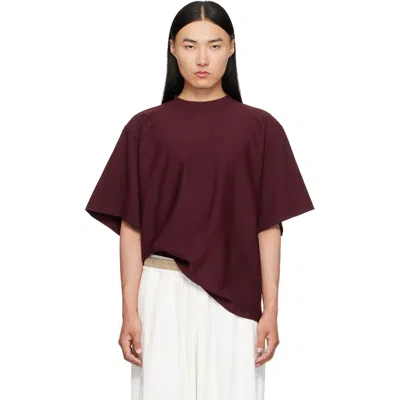 Hed Mayner Burgundy Embroidered T-shirt In 602-dark Red