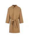 Hed Mayner Buttoned Belted Coat In Brown