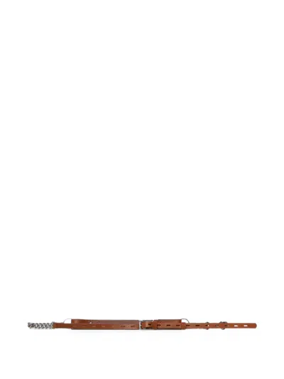 Hed Mayner Chain-link Leather Belt In Brown