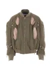 Hed Mayner Cut-out Fleece-lined Bomber Jacket In Brown