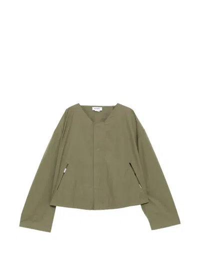 Hed Mayner Collared Cutwork Jacket In Green