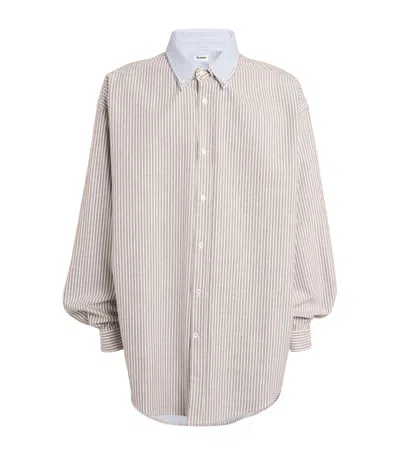 Hed Mayner Cotton Layered Oxford Shirt In Beige